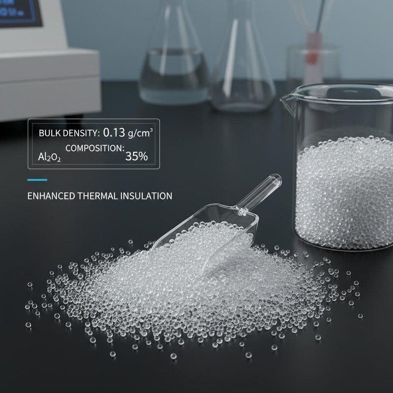میکروسفر های حباب شیشه ای با تراکم 0.12-0.15 و ترکیب Al2O3 برای عایق حرارتی بهبود یافته
