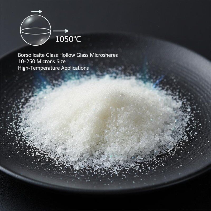 1050°C دمای ذوب شدن شیشه بوروسیلیکات میکروسفرهای شیشه ای پوکی با 10-250 میکران اندازه محدوده برای کاربردهای با دمای بالا